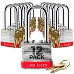 Lion Locks 5PLS Keyed-Alike Padlock, 1-9/16-inch Wide 2-inch Shackle, 12-Pack