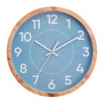 NUOVO Vintage Wood Grain Frame Minimalist Wall Clock, Blue Dial with Arabic Numerals, Creative Gift, Interior Wall Decoration, Color Blue