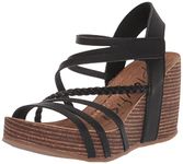 Blowfish Malibu Women's Heidi Wedge Sandal, Black Dyecut, 8