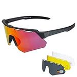 ROCKBROS Polarized Cycling Glasses with 4 Interchangeable Lenses Baseball Sunglasses for Men Womens UV400 Sports Sunglasses