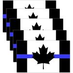 5 PCS Black Canada Thin Blue Line Flag Sticker,6x3.5 In Honoring Officers & Canadian Law Enforcement Decal,Large Banner Decor For Car Bumper Window Laptop