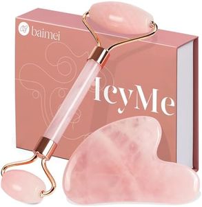 BAIMEI IcyMe Jade Roller & Gua Sha, Face Roller Redness Reducing Skin Care Tools, Self Care Pink Gift for Men Women, Massager for Face, Eyes, Neck, Relieve Fine Lines and Wrinkles - Rose Quartz