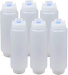 6PCS 16oz Inverted Plastic Squeeze Bottles,Condiment Squeeze Bottles for Sauces, Refillable Large Valve Dispenser Ketchup Sour Cream Squeeze Bottles for Restaurants Catering