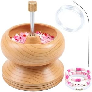 Clay Bead Spinner with Big Eye Beading Needle & 3mtr Wire - Seed Bead Spinner for Jewelry Making Kit - Necklace Bracelet Maker Wooden Birthday Gifts - Pinewood