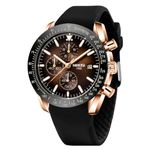 NIBOSI Men's Watch Analog Silicone Quartz Wrist Watch For Men Business Waterproof Sport Stainless Steel Dress Watch With Calendar, Dial_Brown