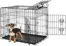 Taily Dog Cage 30 Inch Pet Crate Collapsible 3 Doors Metal Frame Dog Kennel Puppy Playpen House Removable Tray Small