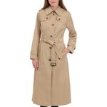 LONDON FOG Women's Single Breasted Long Trench Coat with Epaulettes and Belt, Br Khaki, Medium