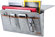 Zafit Bedside Caddy, 7 Pockets Large Size Bedside Storage Organizer Bedside Organizer Caddy for Magazine Remotes Phone (17.3'' x 18.1'', Light Grey)