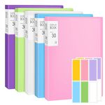 A4 Display Folders, 5 Pack 30 Pockets Display Book Document Clear Folders with Plastic Sleeves, Folders with Plastic Pockets, Presentation Folder Project Folders (5 Colors 30 Pockets)