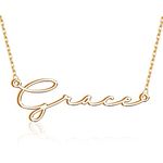 Custom Name Necklace Personalized 18K Gold Plated Custom Nameplate Necklace Delicate Stacking Necklaces Jewelry Gifts for Women Girls (Gold)