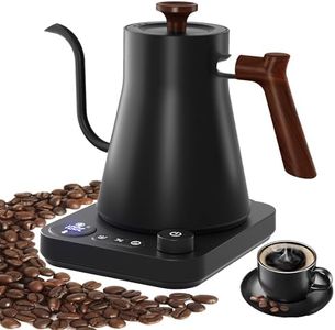 RHD Electric Gooseneck Kettle with LCD Display, Real-Time Temp Control Hot Water Boiler to Pour Over Coffee, Brew Tea, Switchable ℉/℃, 1200 Watt Quick Heating Pot, 0.9L, 304 Stainless Steel,Matt Black