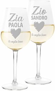 Colorfamily Coppia Calici Personalizzati Set da 2 calici Vino Ti voglio bene Zio Zia Personalizzabili con Nome Natale Compleanno Matrimonio Fidanzamento - Bicchiere in Vetro 500 ml