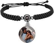 Smarow Custom Bracelet with Photo inside,925 Sterling Silver Heart Projection Bracelet,Personalized Bracelets for Gift (Black)