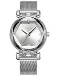 CIVO Watches for Women Silver Waterproof Mesh Strap Analog Quartz Wrist Watch Classic Elegant Dress Ladies Watches Gifts Girls