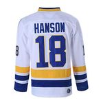 BOROLIN Hanson Brothers Charlestown Chiefs 16 Jack 17 Steve 18 Jeff Slap Shot Movie Ice Hockey Jersey (18 White, Small)