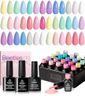 beetles Pastel Gel Polish Set - 20 Colors Spring Gel Nail Kit Dreamy Town Collection Macaroon Pink Yellow Green Blue Glitter Manicure Kit with 3Pcs Base Top Coat Uv LED Summer Gifts for Women
