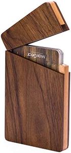 MaxGear Business Card Holder Wood Business Card Holders, Business Card Case Name Card Holder for Men Pocket Card Holder with Magnetic Closure, Walnut Beech