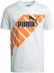 PUMA Boys' T-Shirt - Cat Logo T-Shirt for Boys - Athletic Crewneck Short Sleeve Tee (S-XL), Size Small, White/Orange