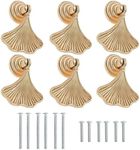 SING F LTD 6Pcs Leaf Shape Knob Handles with Screws Leaf Door Knobs Furniture Handles Pulls Accessories for Cabinets Drawers Bookcase Gold