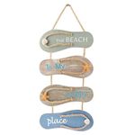 YiYa Nautical Beach Flip Flop Wall Ornament, Wooden Slippers Hanging Decoration, Ocean Home Decor for Wall and Door, Gray, Blue