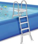 Stable Pool Ladder for Above Ground Pool, Thicken 304 Stainless Steel Above Ground Pool Ladders for Outdoor, 4 Steps Pool Steps Ladder, Capacity 550 Lb Heavy Duty Pool Stairs