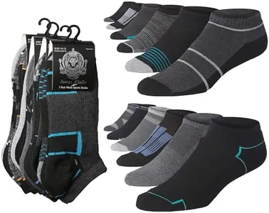 JAMES FIALLO Men's 12-Pairs Value Pack Beautiful Pattern Black Grey Colors and Playful Accents Low Cut Athletic Sport Socks, 2917-T1