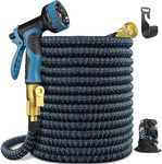 Forubar Expandable Garden Hose 30m, Flexible Expanding Water Hose with 10 Function Nozzle, No Kink Lightweight Collapsible Garden Water Hose with Solid Fittings for Watering Washing (Blue-30m/100ft)