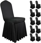 Yoquare 10 Pack Thick Black Chair Covers with Skirt|Chair Covers Wedding|Removable and Washable Ruffle Skirt Design for Dining Room, Hotel, Ceremony for Wedding, Banquet, and Part