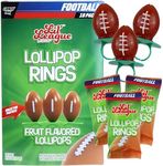 Lil' League Football Candy Lollipop Rings, Individually Wrapped for Tailgates, Birthday Party Favors, and End of Season Banquets, 18 Suckers