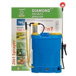 Diamond 2 in 1 Battery Sprayer for Agriculture - Pressure Spray Pump with 16 litres Capacity and 12V x 8 Ah Battery - Spray Machine for Pesticides, Gardening, Sanitization