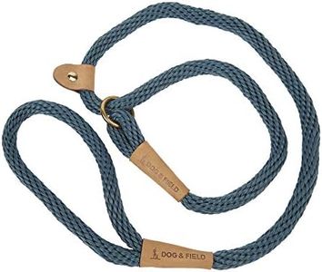 Dog & Field Lux Woven Slip Lead - Teal. 1.2m Slip Lead For Dogs, Soft Braided Rope Dog Lead With Brass Fittings & Leather Bindings. Training Lead For Dogs, No Collar Or Harness Needed, One Size