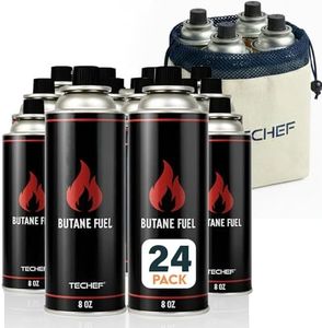 TECHEF 24 Pack x 8oz Butane Gas Fuel Canisters Cylinders Tin with Dual Safety System for Portable Gas Stoves, Camping Stoves, Gas Burners, Cooking Torch, UL Listed, Made in Korea