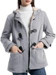 Flygo Women Sherpa Lined Hoodie Jacket Toggle Duffle Coat Warm Hooded Fleece Jackets Fall Winter Coats(Grey-M)