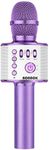 BONAOK Wireless Bluetooth Karaoke Microphone, 3-in-1 Portable Handheld Mic Speaker Machine for All Smartphones, for Girls Boys Kids Adults All Age Q37(Light Purple)