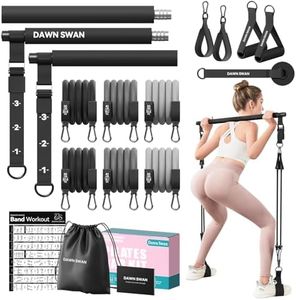 DAWN SWAN Pilates Bar Kit with Resistance Bands – Adjustable Home Gym Workout Equipment for Women & Men – Portable Pilates Equipment for Squats, Yoga & Full Body Toning