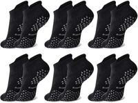 Hylaea Unisex Non Slip Gripper Socks with Cushion for Yoga Pilates Barre Home Hospital Black Large X-Large 6 Pairs