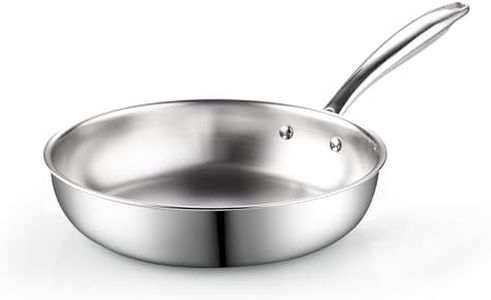 Cook N Home 10-inch Stainless Steel Frying Pan, Tri-Ply Clad 18/10 Stainless Steel Skillet Sauté Cooking Fry Pan, Induction Cookware, Silver