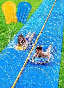 Sloosh Huge Water Slide, 30ft x 6ft Heavy Duty Lawn Water Slip with Built-in Sprinkler Slide and 2 Slip Inflatable Boards for Kids Adults Party Summer Yard Lawn Outdoor Play Activities