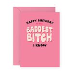 Central 23 Mum Birthday Cards - Cheeky Best Friend Birthday Cards For Her - 'Baddest Bitch' - Funny Nanny Birthday Card - Auntie Birthday Card - Comes With Stickers