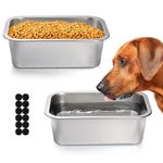 Lawei 2 Pack 1.2 Gallon Stainless Steel Dog Bowls for Large Dogs, Rectangular Metal Dog Water Food Bowl, Large Capacity Pet Food Bowl Water Dish, Indoor and Outdoor Universal Pet Bowl, Easy to Clean