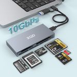 8 in 1 XQD Card Reader, 10Gbps Multi XQD Reader for Sony G/M Series, Lexar 2933x/1400x USB Mark XQD Card/CF/XD/MS/TF/SD Reader, USB C USB 3.0 Memory Card Reader for Windows/Mac OS/Linux/Android