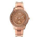 Fossil Women Stainless Steel Stella Sport Analog Brown Dial Watch-Es5109, Band Color-Rose Gold