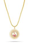 CUTE GOLD One Gram Micro Gold Plated Fashion Jewellery Traditional Ruby Emerald Handcrafted Dollar Pendant Chain for Women & Girls (24 inch)(DC-1101)