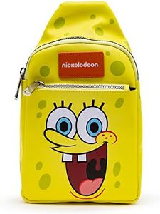 Nickelodeon Bag, Sling, SpongeBob SquarePants and Patrick Star, Bounding, Vegan Leather, Yellow, 11.0" x 6.5"