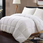 All Season White Comforter, California King Size Soft Quilted Down Alternative Comforter, Hotel Collection Reversible Duvet Insert with Corner Tabs,Warm Fluffy, 96"x104"