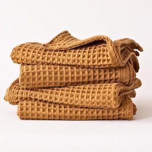 Viva Maison Waffle Hand Towel Sets for Bathroom - Soft, Quick Dry, Thin, Lightweight, 100% Turkish Cotton Towels 20x35 inch (Caramel, Set of 4 Hand Towels)