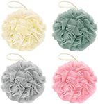 Awontar Bath Loofah Sponge, 60G Shower Loofah Exfoliating Body Scrubber Sponge, 4 Count Bath Mesh Pouf Ball for Women and Men (Light Color)