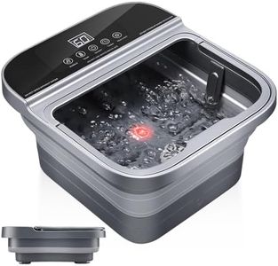 Heated Foot Spa, Collapsible Foot Bath Roller Massager with Heat, Bubble, and Temp Control, Electric Foldable Foot Massager with Remote
