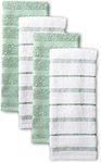 KitchenAid Albany Kitchen Towel 4-Pack Set, Cotton, Pistachio/White, 16"x26"