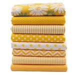 Hanjunzhao Yellow Fat Quarters Fabric Bundles, 100% Cotton Quilting Fabric for Sewing Crafting, 46x56 cm(18x22 inches)